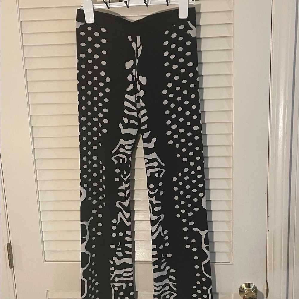 Black Light Gray Pattern Abstract Print Flare Stretchy Pants